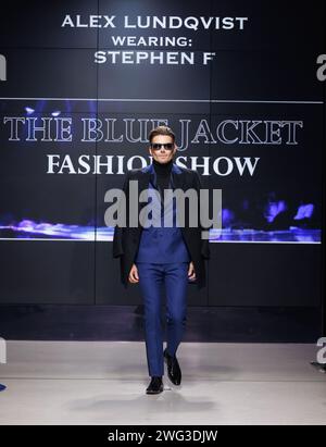 Februar 2024, New York, New York, USA: Alex Lundqvist spaziert auf der 8. Jährlichen Blue Jacket Fashion Show in den Moonlight Studios in New York (Credit Image: © Photo Image Press via ZUMA Press Wire) NUR REDAKTIONELLE VERWENDUNG! Nicht für kommerzielle ZWECKE! Stockfoto