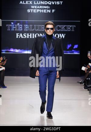 Februar 2024, New York, New York, USA: Alex Lundqvist spaziert auf der 8. Jährlichen Blue Jacket Fashion Show in den Moonlight Studios in New York (Credit Image: © Photo Image Press via ZUMA Press Wire) NUR REDAKTIONELLE VERWENDUNG! Nicht für kommerzielle ZWECKE! Stockfoto