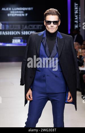 Februar 2024, New York, New York, USA: Alex Lundqvist spaziert auf der 8. Jährlichen Blue Jacket Fashion Show in den Moonlight Studios in New York (Credit Image: © Photo Image Press via ZUMA Press Wire) NUR REDAKTIONELLE VERWENDUNG! Nicht für kommerzielle ZWECKE! Stockfoto