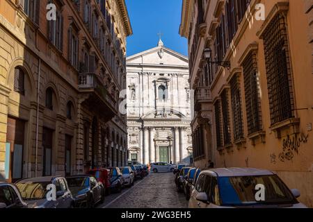 Blick auf die Kirche Santa Maria in Vallicella Chiesa Nuova eine barocke Kirche in Rom Italien aus dem späten 16. Jahrhundert. Rom *** Blick auf die Kirche Santa Maria in Vallicella Chiesa Nuova eine barocke Kirche in Rom Italien aus dem späten 16. Jahrhundert Rom Stockfoto