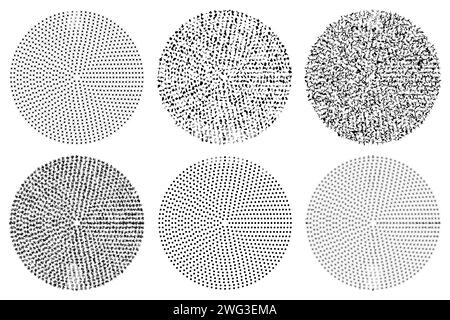 Kreise mit verschiedenen Texturen Schattierungen des Zyklus kreative Symbole. Stock Vektor