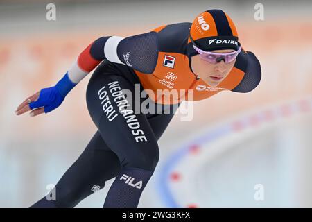 Quebec, Kanada. Februar 2024. QUEBEC, KANADA - 2. FEBRUAR: Joy Beune aus den Niederlanden während der ISU Speed Skating World Cup am 2. Februar 2024 im Centre de Glaces Intact Assurance in Quebec, Kanada. (Foto von David Kirouac/Orange Pictures) Credit: Orange Pics BV/Alamy Live News Stockfoto