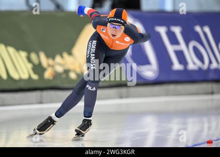 Quebec, Kanada. Februar 2024. QUEBEC, KANADA - 2. FEBRUAR: Sanne in 't Hof, Niederlande während der ISU Speed Skating World Cup am Centre de Glaces Intact Assurance am 2. Februar 2024 in Quebec, Kanada. (Foto von David Kirouac/Orange Pictures) Credit: Orange Pics BV/Alamy Live News Stockfoto