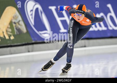 Quebec, Kanada. Februar 2024. QUEBEC, KANADA - 2. FEBRUAR: Sanne in 't Hof, Niederlande während der ISU Speed Skating World Cup am Centre de Glaces Intact Assurance am 2. Februar 2024 in Quebec, Kanada. (Foto von David Kirouac/Orange Pictures) Credit: Orange Pics BV/Alamy Live News Stockfoto