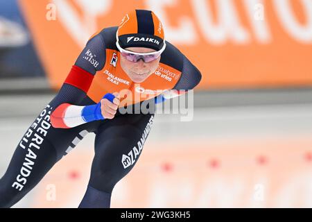 Quebec, Kanada. Februar 2024. QUEBEC, KANADA - 2. FEBRUAR: Marijke Groenewoud aus den Niederlanden während der ISU Speed Skating World Cup im Centre de Glaces Intact Assurance am 2. Februar 2024 in Quebec, Kanada. (Foto von David Kirouac/Orange Pictures) Credit: Orange Pics BV/Alamy Live News Stockfoto