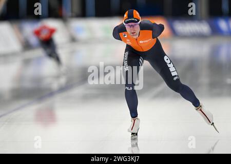 Quebec, Kanada. Februar 2024. QUEBEC, KANADA - 2. FEBRUAR: Jesse Speijers aus den Niederlanden während der ISU Speed Skating World Cup im Centre de Glaces Intact Assurance am 2. Februar 2024 in Quebec, Kanada. (Foto von David Kirouac/Orange Pictures) Credit: Orange Pics BV/Alamy Live News Stockfoto