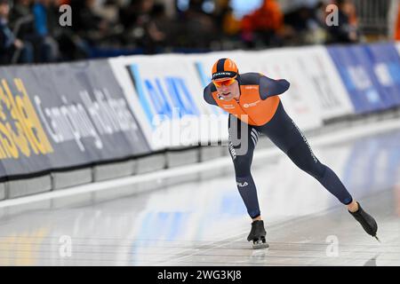 Quebec, Kanada. Februar 2024. QUEBEC, KANADA - 2. FEBRUAR: Marwin Talsma aus den Niederlanden während der ISU Speed Skating World Cup im Centre de Glaces Intact Assurance am 2. Februar 2024 in Quebec, Kanada. (Foto von David Kirouac/Orange Pictures) Credit: Orange Pics BV/Alamy Live News Stockfoto