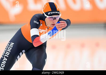 Quebec, Kanada. Februar 2024. QUEBEC, KANADA - 2. FEBRUAR: Irene Schouten aus den Niederlanden während der ISU Speed Skating World Cup am 2. Februar 2024 im Centre de Glaces Intact Assurance in Quebec, Kanada. (Foto von David Kirouac/Orange Pictures) Credit: Orange Pics BV/Alamy Live News Stockfoto