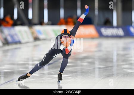 Quebec, Kanada. Februar 2024. QUEBEC, KANADA - 2. FEBRUAR: Tim Prins aus den Niederlanden während der ISU Speed Skating World Cup im Centre de Glaces Intact Assurance am 2. Februar 2024 in Quebec, Kanada. (Foto von David Kirouac/Orange Pictures) Credit: Orange Pics BV/Alamy Live News Stockfoto