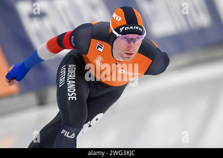 Quebec, Kanada. Februar 2024. QUEBEC, KANADA - 2. FEBRUAR: Jesse Speijers aus den Niederlanden während der ISU Speed Skating World Cup im Centre de Glaces Intact Assurance am 2. Februar 2024 in Quebec, Kanada. (Foto von David Kirouac/Orange Pictures) Credit: Orange Pics BV/Alamy Live News Stockfoto