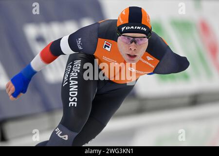 Quebec, Kanada. Februar 2024. QUEBEC, KANADA - 2. FEBRUAR: Tim Prins aus den Niederlanden während der ISU Speed Skating World Cup im Centre de Glaces Intact Assurance am 2. Februar 2024 in Quebec, Kanada. (Foto von David Kirouac/Orange Pictures) Credit: Orange Pics BV/Alamy Live News Stockfoto