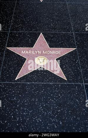 Walk of Fame, Marilyn Monroe, Star, Bürgersteig, Tourist, Attraktion, Tourismus, Los Angele, Kalifornien, USA Stockfoto