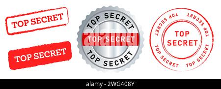 Streng geheime Gummistempel Siegel Emblem Aufkleber Schild vertrauliche private Informationen Stock Vektor