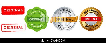 Original-Stempel-Siegel-Emblem-Zeichen garantieren eine echte Produktvermarktung Stock Vektor