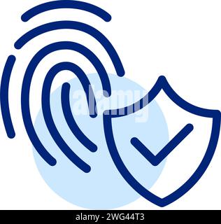 Sichere Anmeldung. Tippen Sie auf ID-Verifizierung. Scannen von Fingerabdrücken. Pixelperfekter, bearbeitbarer Kontur Stock Vektor
