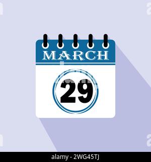 Icon Kalendertag - 29. März. 29 Tage des Monats, Vektorillustration. Stock Vektor