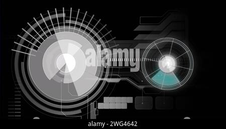 Bild von Scopes, die über einen digitalen Bildschirm scannen und Daten verarbeiten Stockfoto