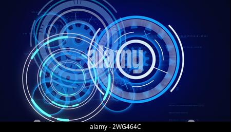 Bild von Scopes, die über einen digitalen Bildschirm scannen und Daten verarbeiten Stockfoto