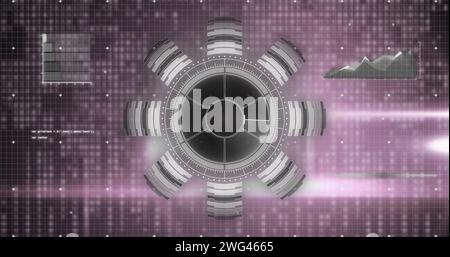 Bild von Scopes, die über einen digitalen Bildschirm scannen und Daten verarbeiten Stockfoto