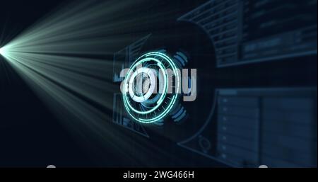 Bild des Scans und der Datenverarbeitung von Oszilloskopen auf dem digitalen Bildschirm Stockfoto