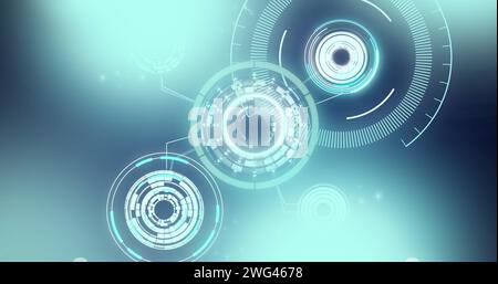 Bild von Scopes, die über einen digitalen Bildschirm scannen und Daten verarbeiten Stockfoto