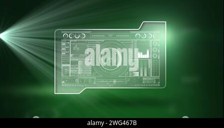 Bild des Scans und der Datenverarbeitung von Oszilloskopen auf dem digitalen Bildschirm Stockfoto