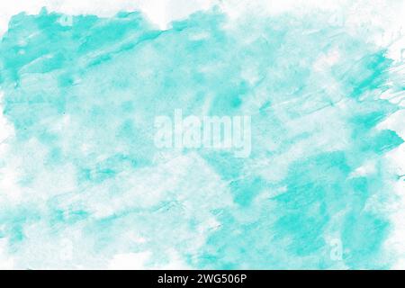 Abstrakter Hintergrund mit blauem Aquarell. Türkisfarbener Hintergrund. Abstrakte blaue Textur. Stockfoto