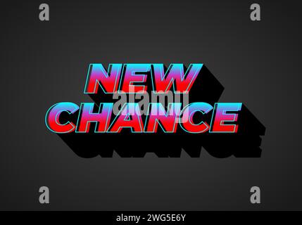 Neue Chance. Texteffekt-Design im 3D-Look. Farbverlauf blau rot. Dunkler Hintergrund Stock Vektor