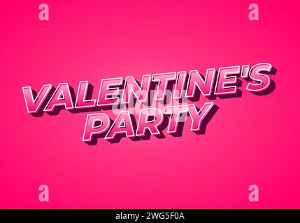 Valentinsparty. Texteffekt-Design im 3D-Look. Farbverlauf Pink Stock Vektor