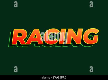 Rennen. Texteffekt-Design im 3D-Look. Rote gelbe Farbe. Dunkelgrüner Hintergrund Stock Vektor