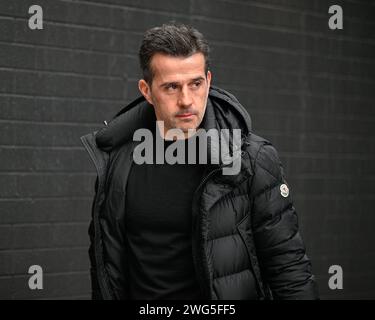 Burnley, Großbritannien. Februar 2024. Marco Silva Manager von Fulham kommt vor dem Spiel, während des Premier League-Spiels Burnley gegen Fulham, Turf Moor, Burnley, Großbritannien, am 3. Februar 2024 (Foto: Cody Froggatt/News Images) in Burnley, Großbritannien, am 3. Februar 2024. (Foto: Cody Froggatt/News Images/SIPA USA) Credit: SIPA USA/Alamy Live News Stockfoto