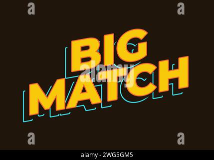 Große Übereinstimmung. Texteffekt in gelber Farbe im 3D-Look Stock Vektor