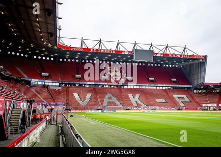 ENSCHEDE, Niederlande. Februar 2024. SPO, Grolsch Veste, niederländische eredivisie, Saison 2023/2024, während des Spiels Twente - RKC, Stadionübersicht Credit: Pro Shots/Alamy Live News Stockfoto