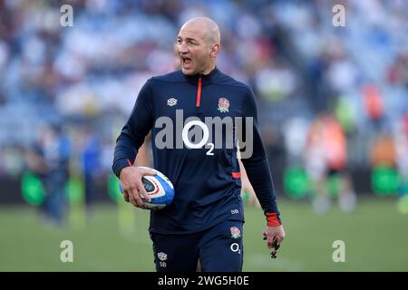 Rom, Italien. Februar 2024. Steve Borthwick Cheftrainer von England während des Six Nations Rugby-Spiels zwischen Italien und England im Stadio Olimpico in Rom am 3. Februar 2024. Foto Antonietta Baldassarre/Insidefoto Credit: Insidefoto di andrea staccioli/Alamy Live News Stockfoto