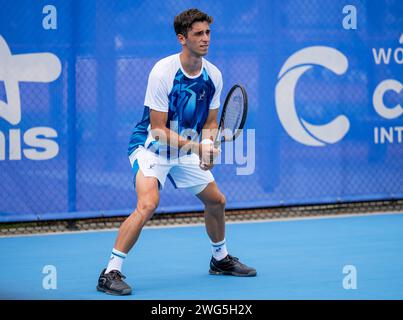 Matteo Gigante aus Italien in der Runde 32 des Canberra International ATP Challenger 125 Turniers 2024 Stockfoto