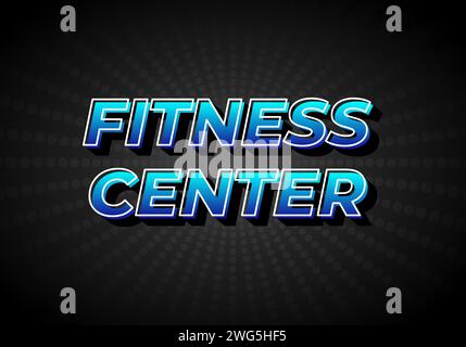 Fitnessstudio. Texteffekt-Design im 3D-Look, blaue Farbverlaufsfarbe mit dunklem Hintergrund Stock Vektor