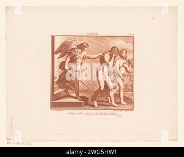 Adam und Eva aus dem Paradies vertrieben, Sophie Sibire, Francois Anne David, nach Rafaël, 1808 Druckpapier Radierung / Gravur Vertreibung von Adam und Eva aus dem Paradies (1. Mose 3:22-24) Stockfoto