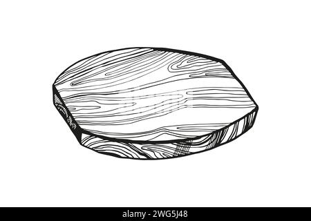 Vektor Hand gezeichnete Illustration des hölzernen Schneidebretts, Skizze der Küchenutensilien, schwarz-weiß getönte Illustration isoliert auf weißem Hintergrund, f Stock Vektor