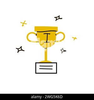 Handgezeichnetes Doodle Award Gold 1 Platz Icon isoliert. Vektorillustration kann für Banner, Etikett, Karte verwendet werden. Doodle-Zeichnung in gelber Farbe. Stock Vektor