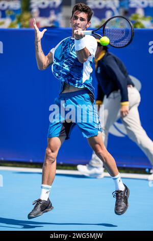 Matteo Gigante aus Italien im Achtelfinale des Canberra International ATP Challenger 125 Turniers 2024 Stockfoto