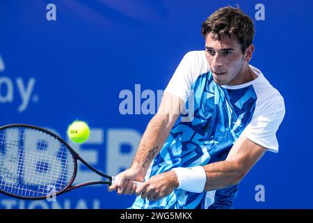 Matteo Gigante aus Italien im Achtelfinale des Canberra International ATP Challenger 125 Turniers 2024 Stockfoto