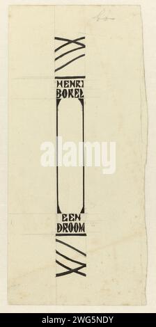 Entwurf einer Buchbrücke für: Louis Couperus, Metamorfoze, 1897, Jan Toorop, in oder vor 1897 Zeichenpapier. Tinte. Bleistift / Pinsel Interlace  Ornament Stockfoto