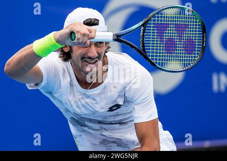 Lloyd Harris aus Südafrika im Achtelfinale des Canberra International ATP Challenger 125 Turniers 2024 Stockfoto