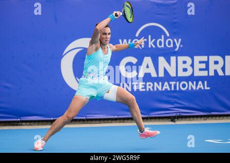 Nuria Parrizas Diaz aus Spanien im Viertelfinale des Canberra International WTA 125 Turniers 2024 Stockfoto