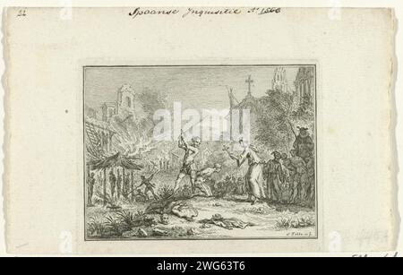 Spanische Inquisition, 1782 - 1784 print Spanish Inquisition, CA. 1560. Urteil über Ketzer, die von der Inquisition verurteilt wurden. Enthapitation und Verbrennung auf dem Spiel. Niederländisches Papier, das gewalttätigen Tod durch Verbrennung auf dem Scheiterhaufen ätzt. Gewaltsamer Tod durch Enthauptung. Hinrichtung von Ketzern, z. B. durch Verbrennen auf dem Scheiterhaufen, „Auto-da-Fé“ Stockfoto