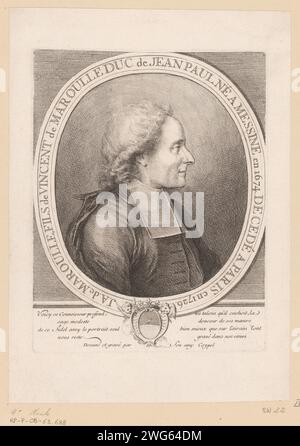 Portret van Jean Antoine de Maroulle, Charles-Antoine Coypel, ca. 1726 Druck Frankreich Papier graviert historische Personen Stockfoto