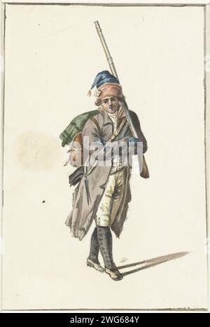 Soldat Dirk Langendijk, 1758 - 1805 Zeichenpapier. Tinte. Aquarellpinsel / Stift privater Soldat Stockfoto