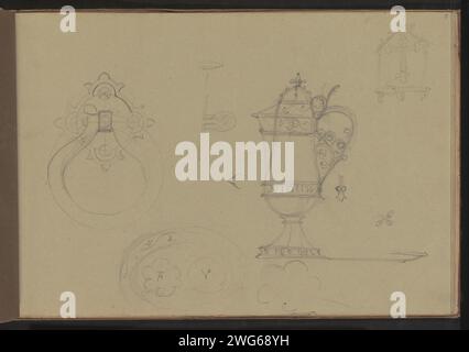 Lernblatt, einschließlich Kelch, 1837 - 1921 Seite 17 Recto aus einem Skizzenbuch mit 23 Blättern. Papier. Bleistiftkelch Stockfoto