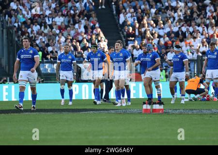 Roma, Latium, ITALIEN. Februar 2024. 03/2024 Rom, Olympiastadion, Rugby-Spiel gültig für das Internationale Six Nations Turnier 2023/24 zwischen Italien und England. Im Bild: Italien (Bild: © Fabio Sasso/ZUMA Press Wire) NUR REDAKTIONELLE VERWENDUNG! Nicht für kommerzielle ZWECKE! Stockfoto