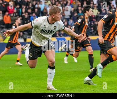 RUMPF, GROSSBRITANNIEN. Februar 2024. EFL Championship Football League: Hull City AFC gegen Millwall FC. Zian Flemming von Millwall FC. Paul Whitehurst/Alamy Live News Stockfoto